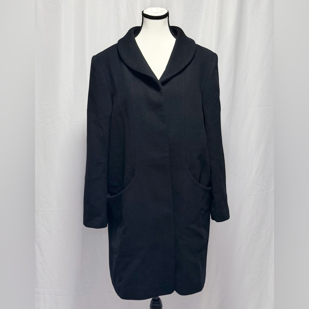 Quince Timeless Classic Black Wool Cashmere Cocoon Coat NWT L